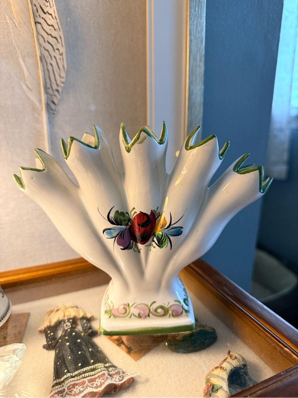 Vintage Portuguese Tulipiere Style Ceramic Tulip Flower Vase Hand Painted